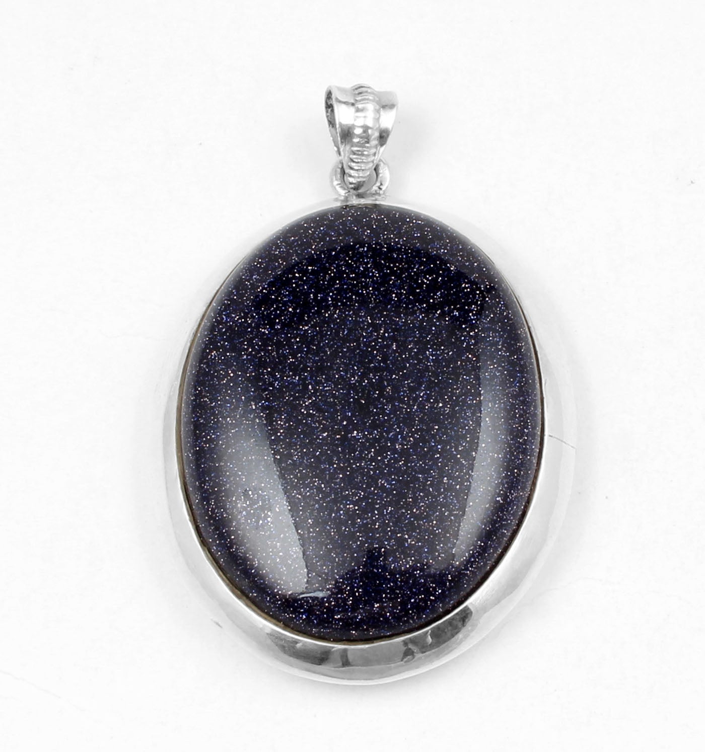 Blue Sandstone Pendant Handmade 925 Sterling Silver Sparkling Gemstone Pendant for Women