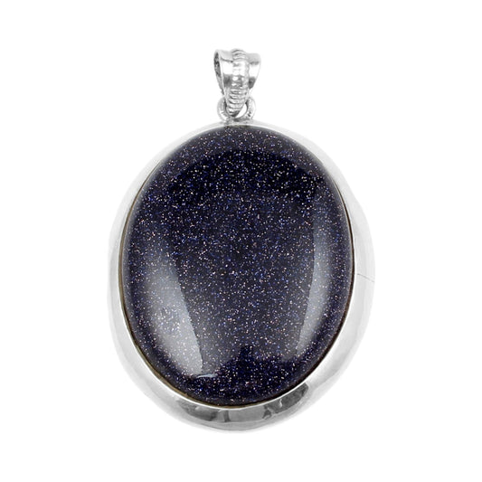 Blue Sandstone Pendant Handmade 925 Sterling Silver Sparkling Gemstone Pendant for Women