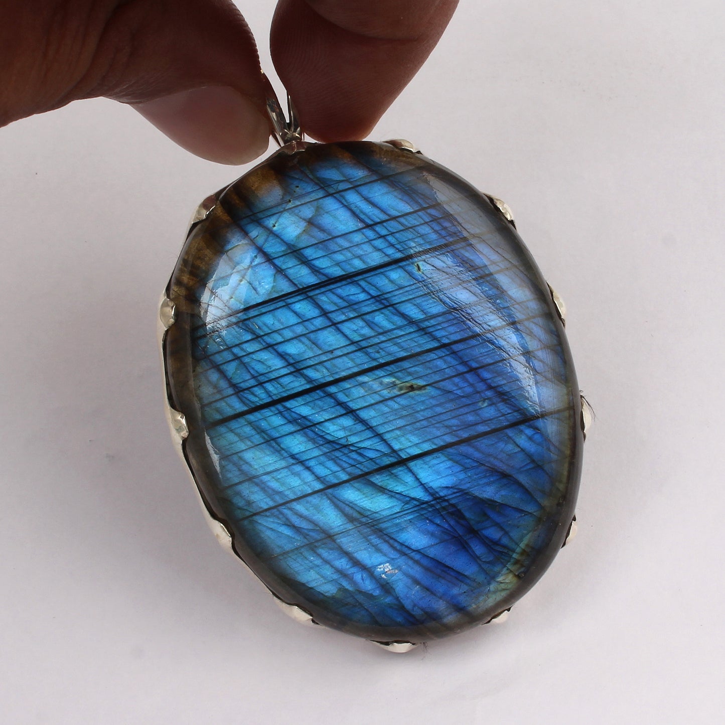 Stunning Blue Flashy Labradorite Gemstone Pendant Handmade 925 Sterling Silver Pendant Gift For Her