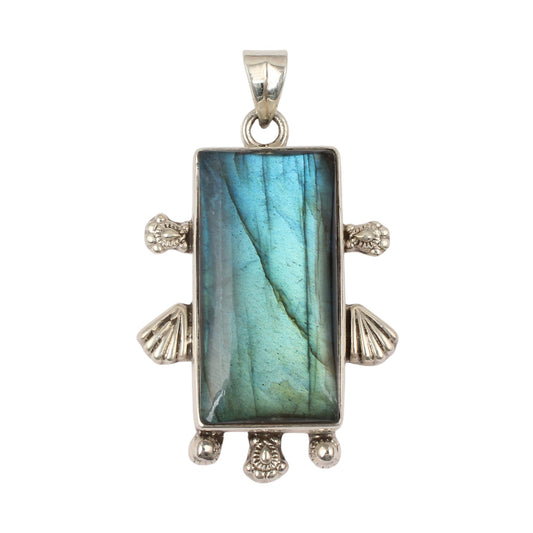 Blue Flashy Labradorite Gemstone Pendant Handmade Designer Boho 925 Sterling Silver Pendant Gift For Her