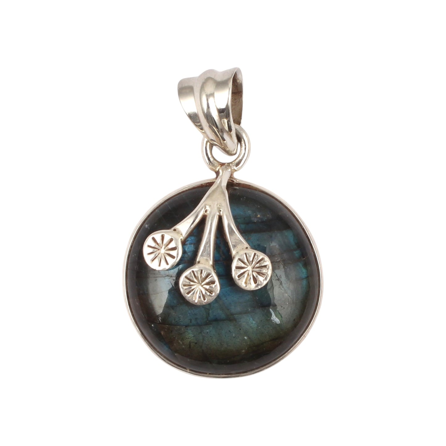 Labradorite Gemstone Pendant Handmade 925 Sterling Silver Jewelry Pendant Floral Motif Silver Jewelry For Gift
