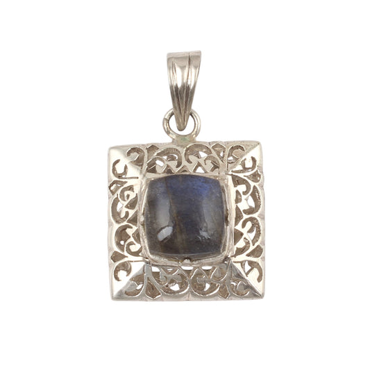 Vintage Blue Flashy Labradorite Gemstone Pendant Handmade Unique Artisan 925 Sterling Silver Pendant