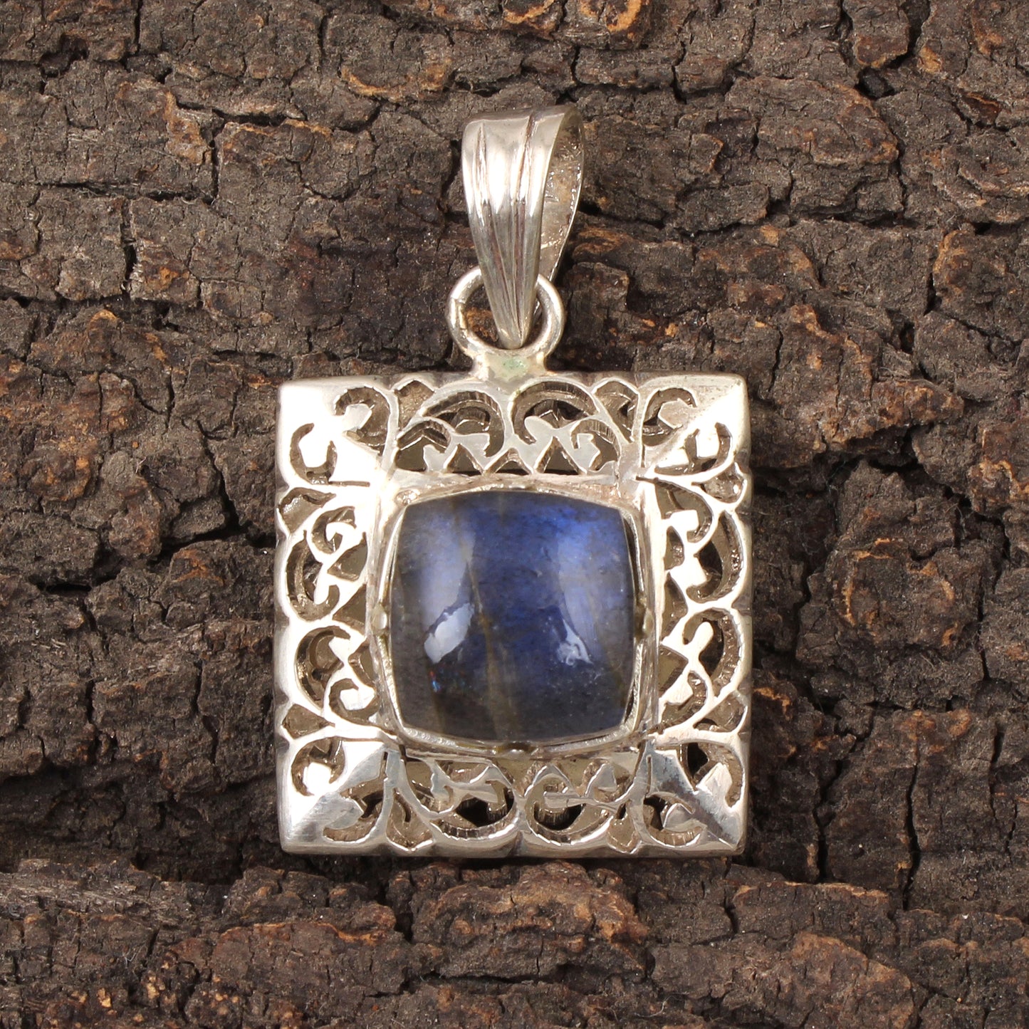 Vintage Blue Flashy Labradorite Gemstone Pendant Handmade Unique Artisan 925 Sterling Silver Pendant