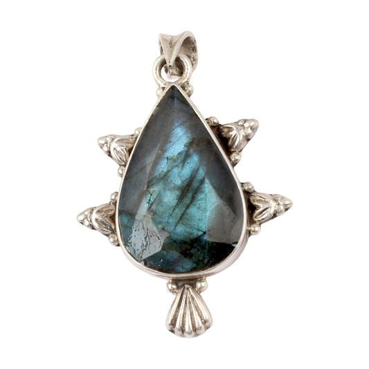 Natural Labradorite Gemstone Pendant Handmade 925 Sterling Silver Jewelry Pendant Motif Silver Jewelry For Gift