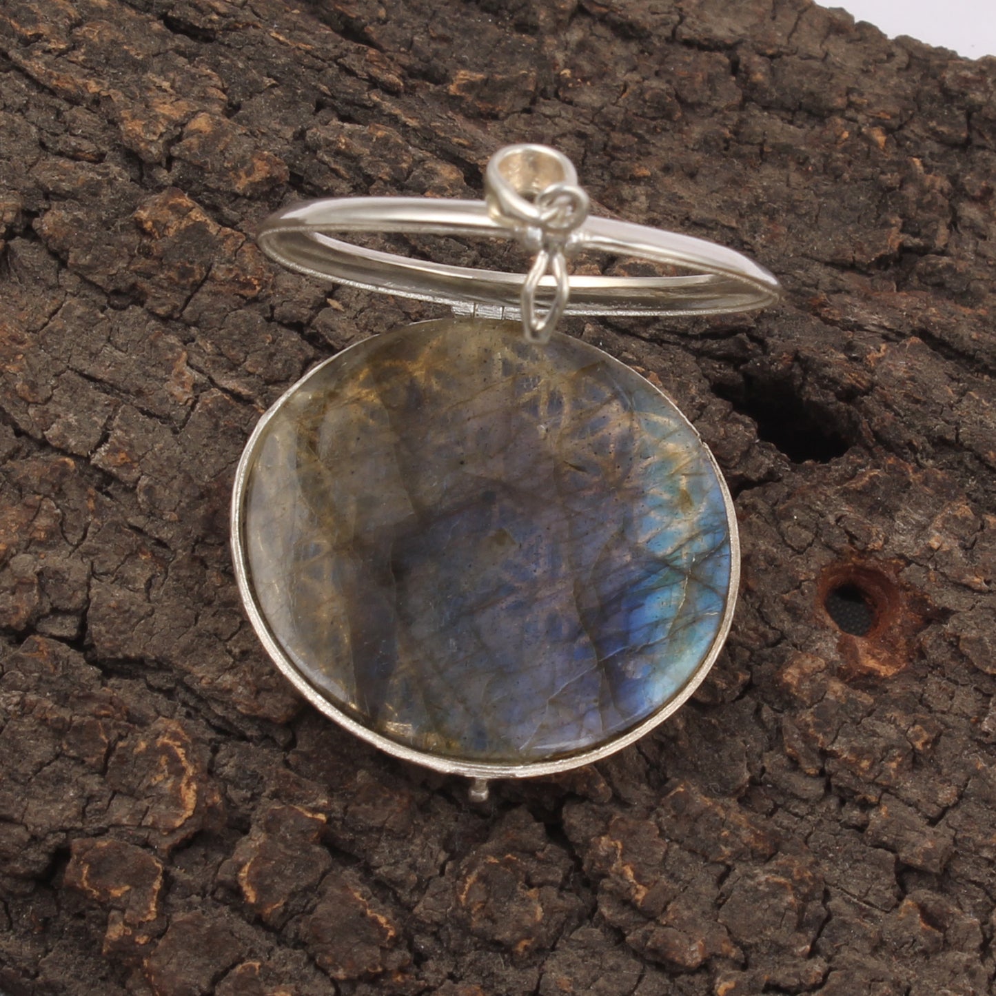 Flower of Life & Labradorite Pendant Handmade 925 Sterling Silver Openable Design Natural Gemstone Pendant