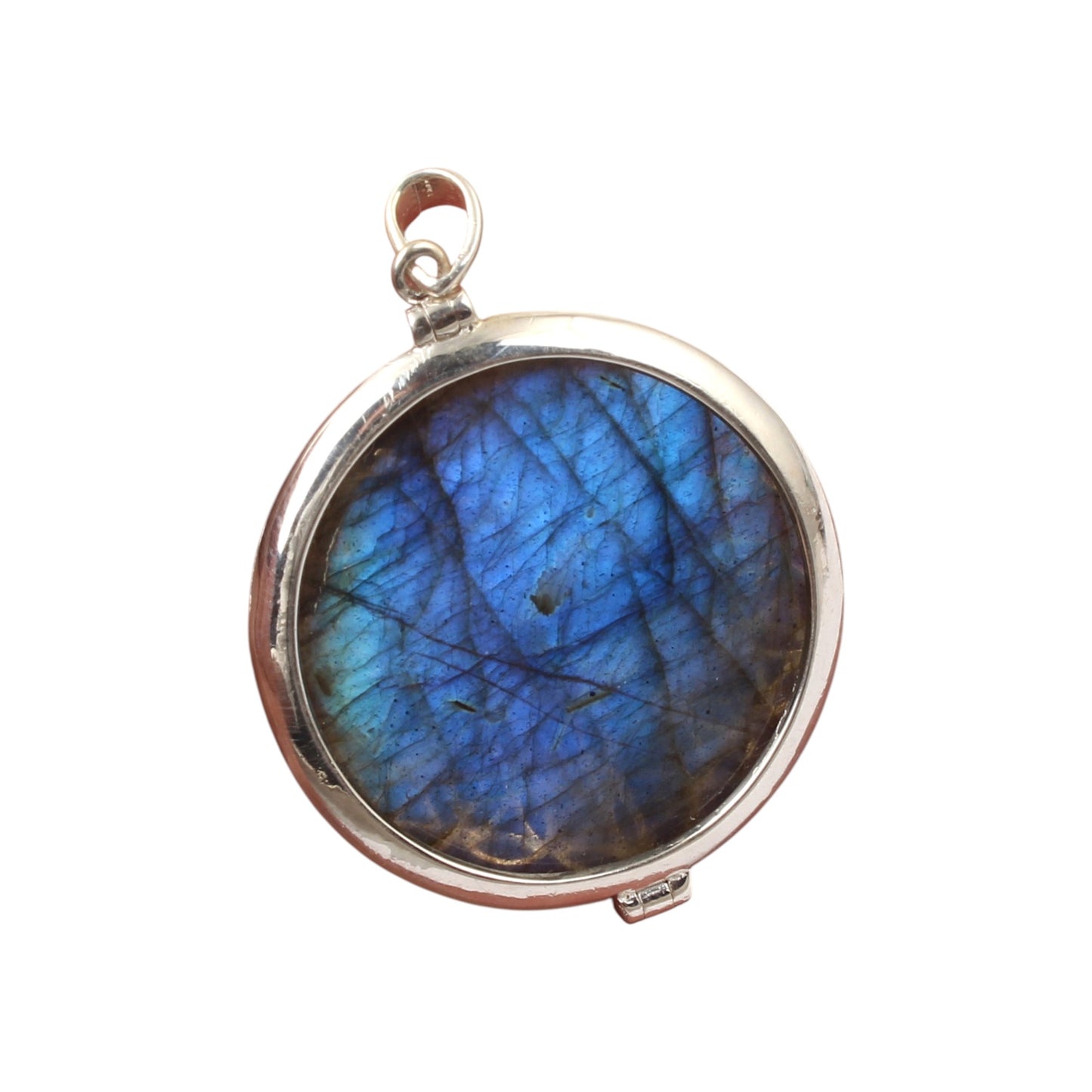 Flower of Life & Labradorite Pendant Handmade 925 Sterling Silver Openable Design Natural Gemstone Pendant