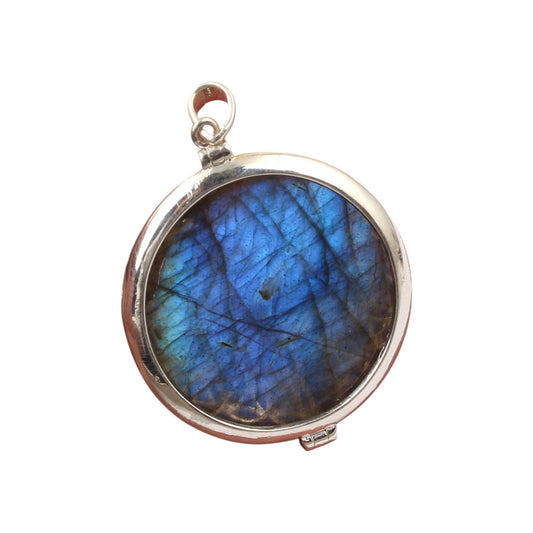 Flower of Life & Labradorite Pendant Handmade 925 Sterling Silver Openable Design Natural Gemstone Pendant