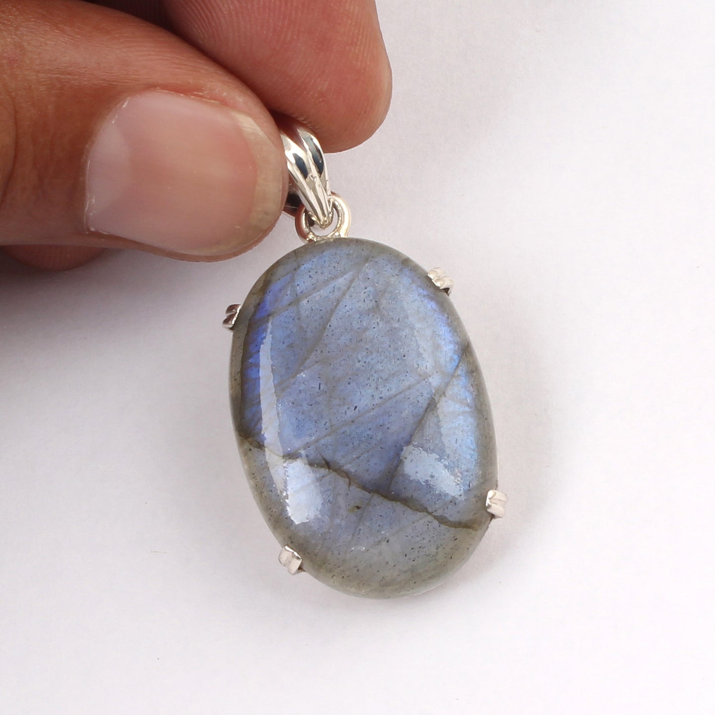 Natural Labradorite Gemstone Pendant Handmade Prong Setting 925 Sterling Silver Jewelry Pendant For Gift