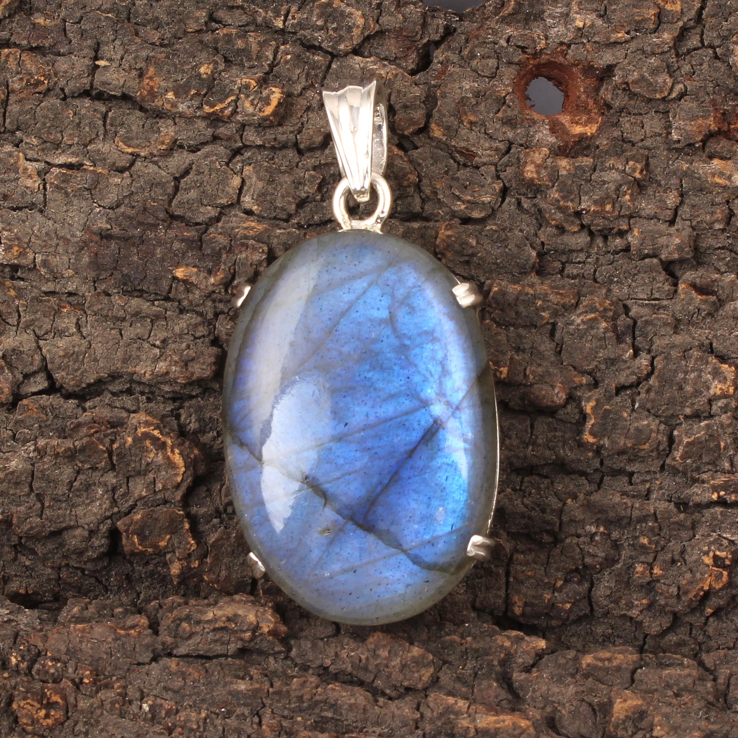 Natural Labradorite Gemstone Pendant Handmade Prong Setting 925 Sterling Silver Jewelry Pendant For Gift