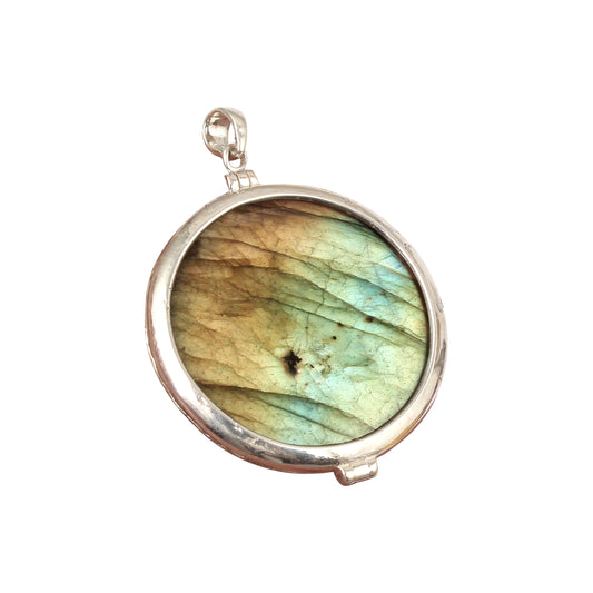 Flower of Life & Labradorite Pendant 925 Sterling Silver Openable Design Handmade Natural Gemstone Pendant