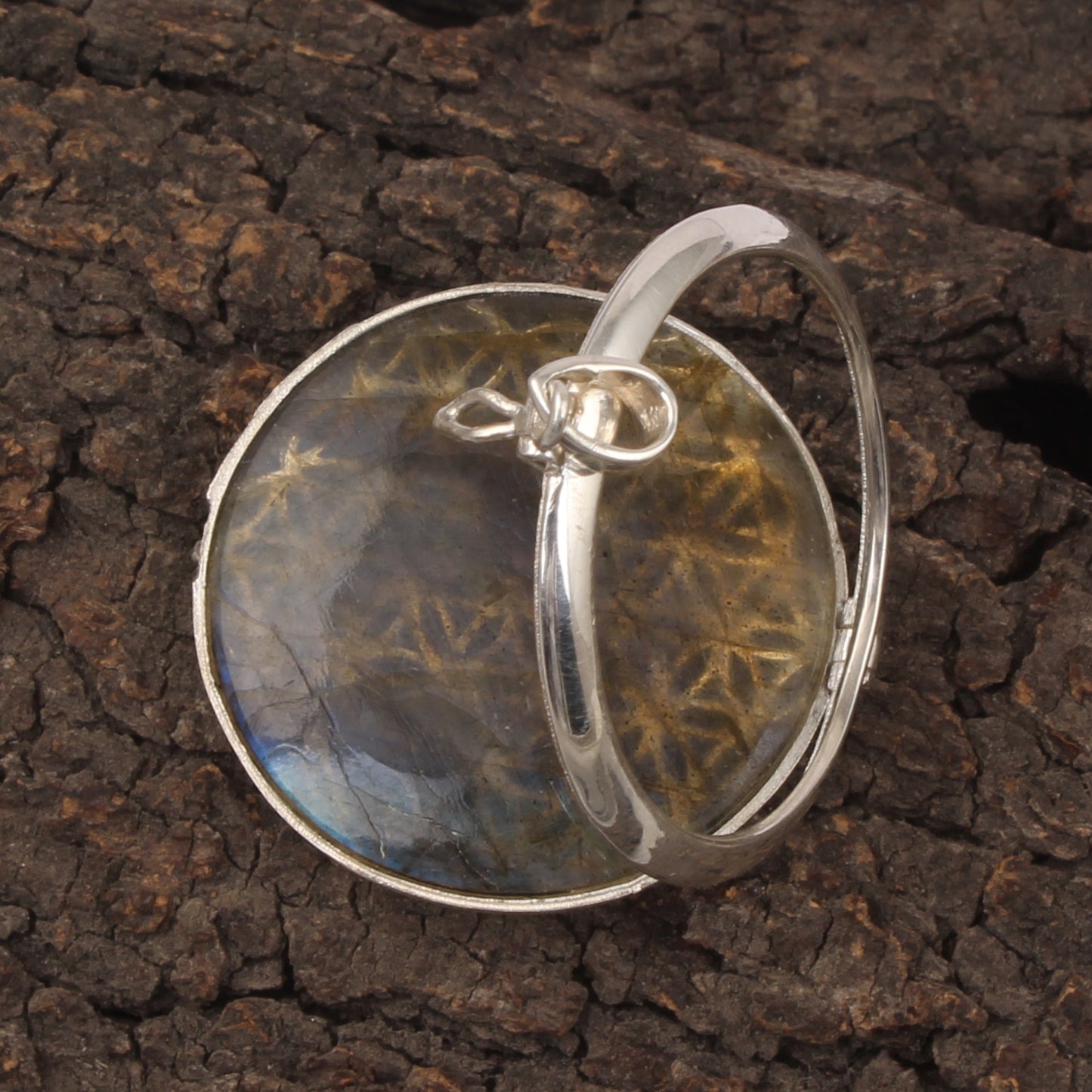 Flower of Life & Labradorite Pendant 925 Sterling Silver Openable Design Handmade Natural Gemstone Pendant