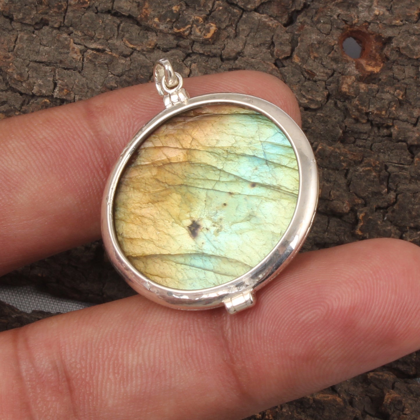 Flower of Life & Labradorite Pendant 925 Sterling Silver Openable Design Handmade Natural Gemstone Pendant