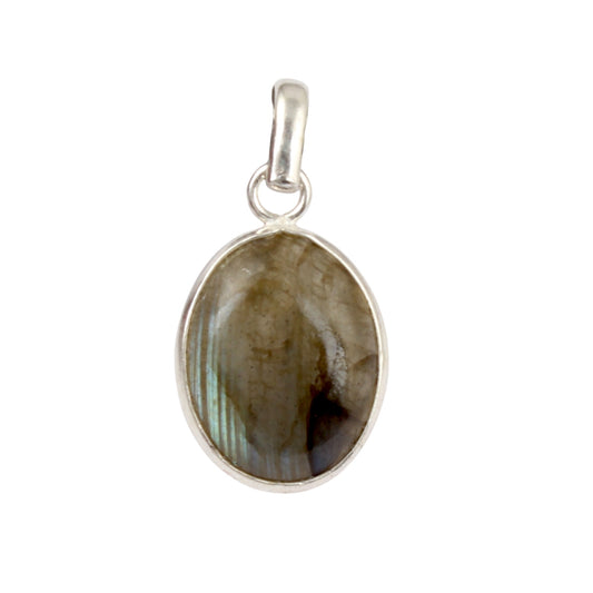 Natural Labradorite Pendant 925 Sterling Silver Bezel Set Pendant Oval Shape Stone Handmade Pendant