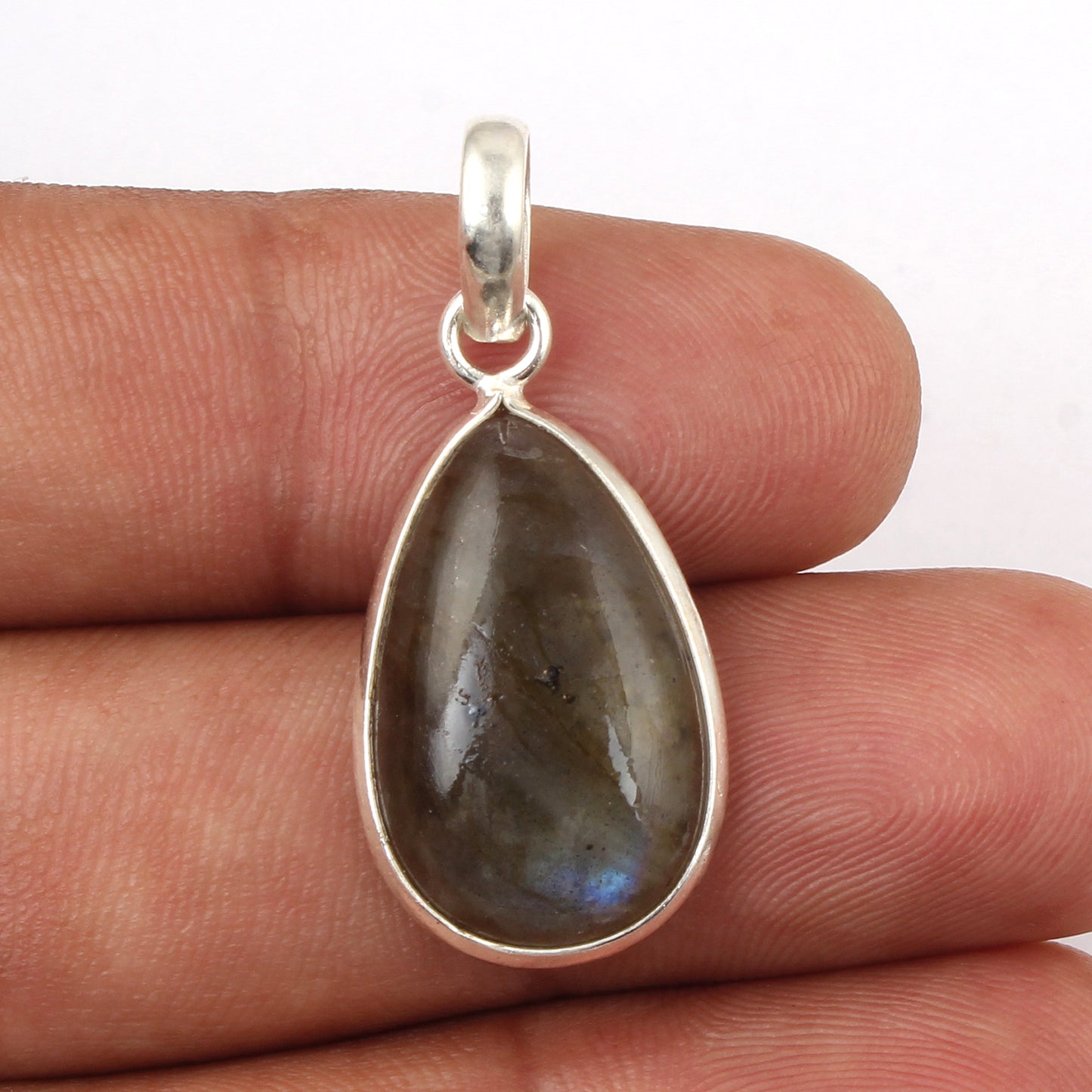 Natural Labradorite Pendant Handmade 925 Sterling Silver Bezel Setting Pear Shape Gemstone Pendant