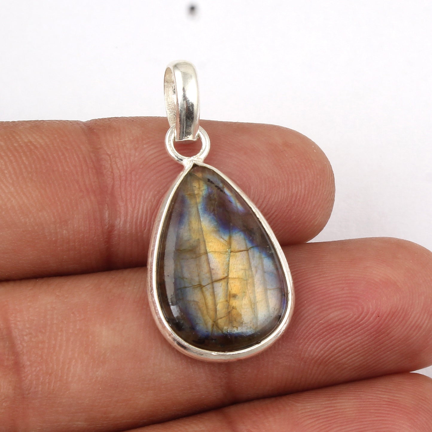 Labradorite Pendant 925 Sterling Silver Bezel Setting Pear Shape Handmade Gemstone Pendant
