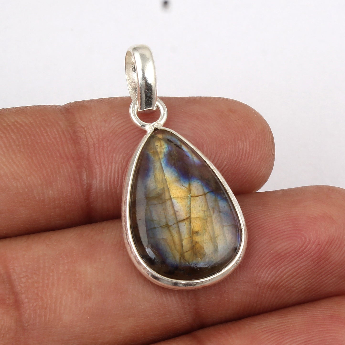 Labradorite Pendant 925 Sterling Silver Bezel Setting Pear Shape Handmade Gemstone Pendant