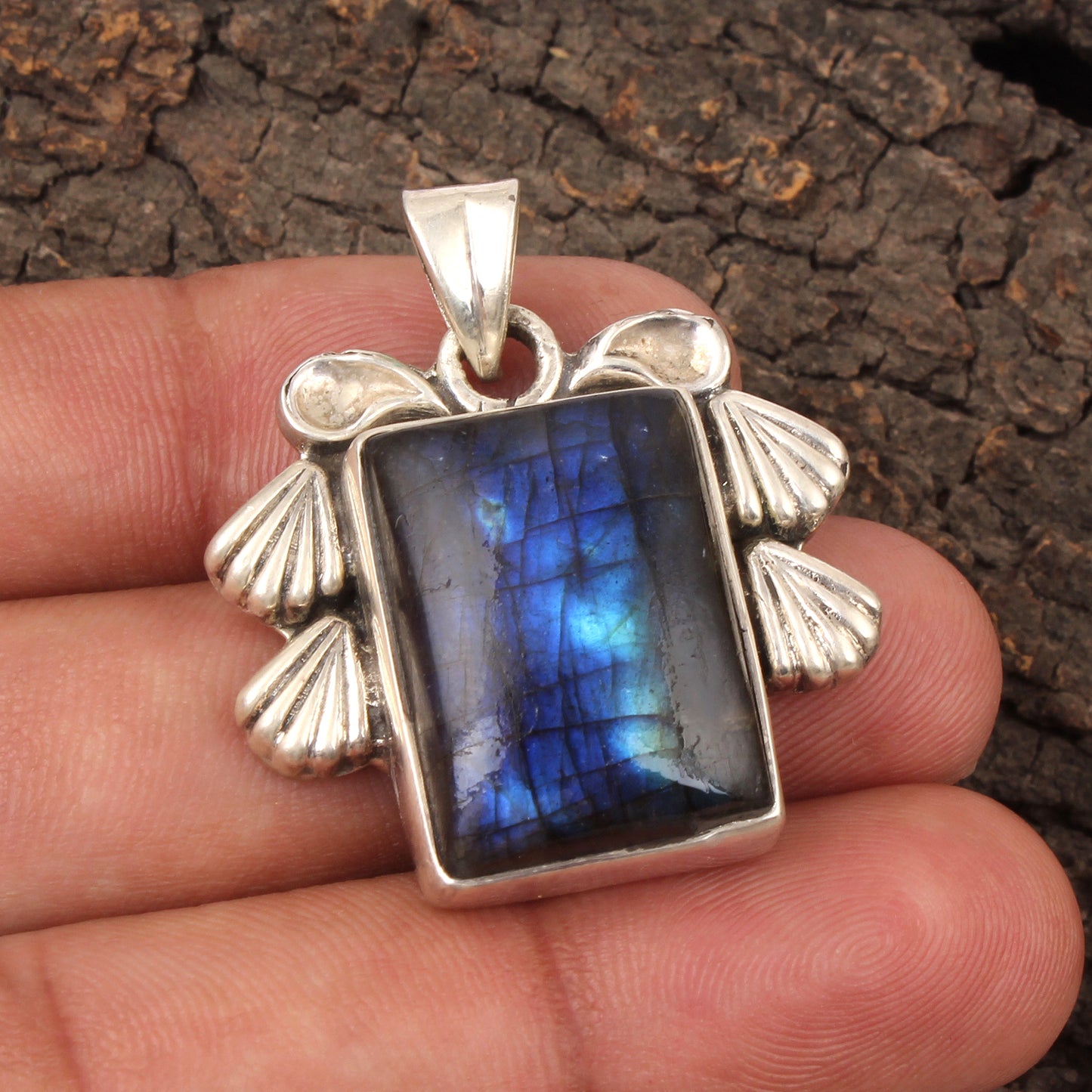 Bohemian Labradorite Pendant Handmade 925 Sterling Silver Natural Gemstone Pendant Artisan Jewelry