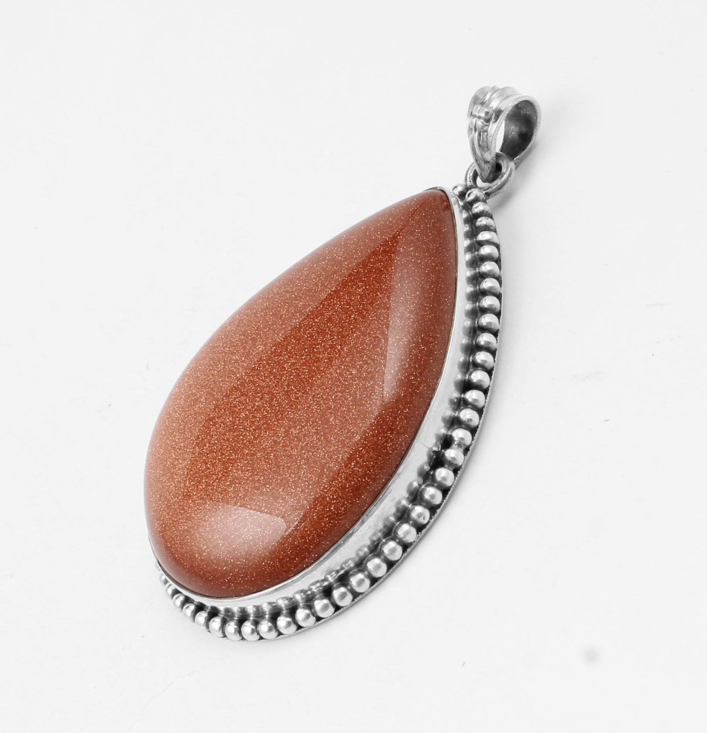 Sunstone Pendant 925 Sterling Silver Boho Pendant Sparkly Brown Stone Pendant Goldstone Jewelry for Women