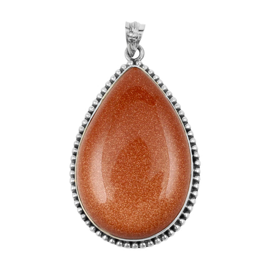 Sunstone Pendant 925 Sterling Silver Boho Pendant Sparkly Brown Stone Pendant Goldstone Jewelry for Women
