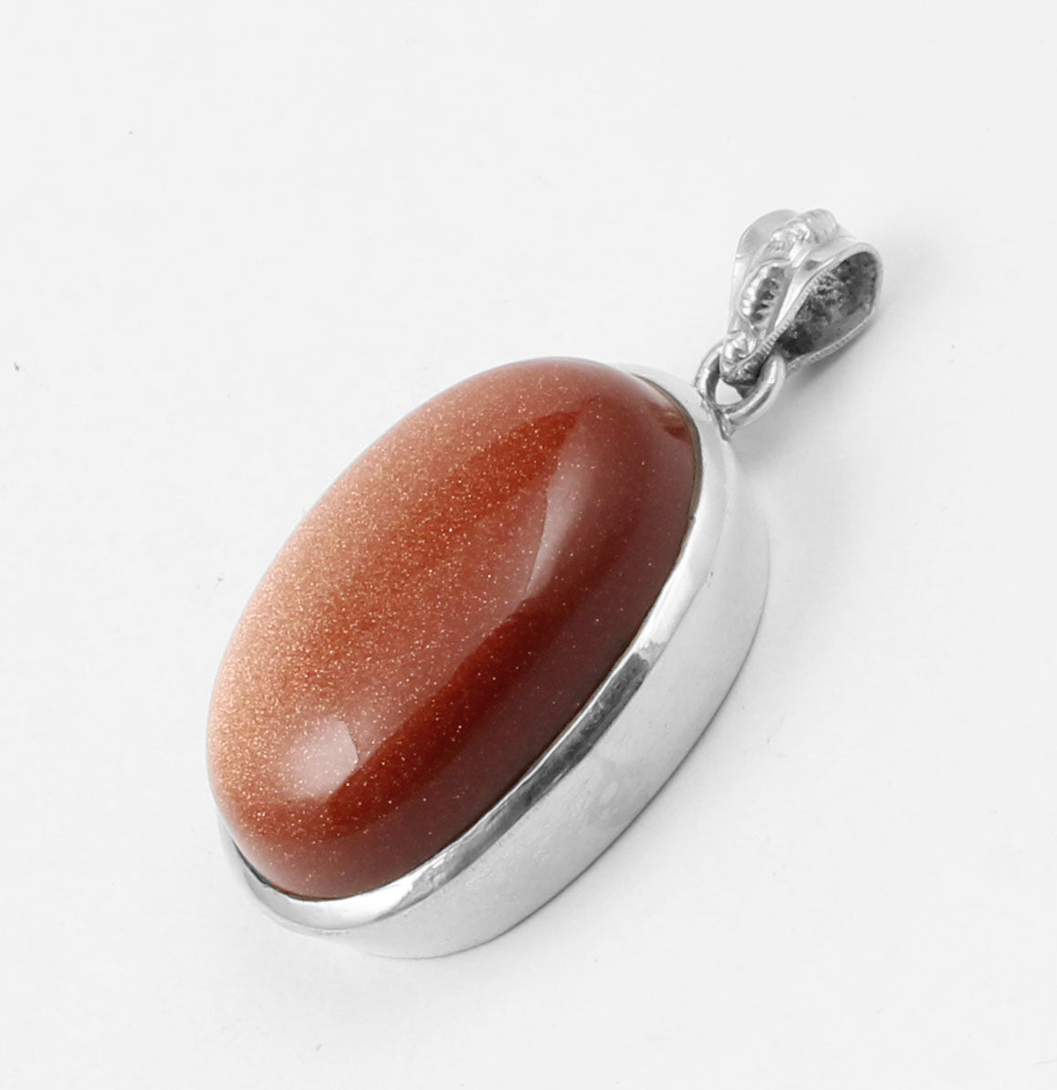 Sandstone Pendant 925 Sterling Silver Boho Pendant Sparkly Brown Stone Pendant Goldstone Jewelry for Women