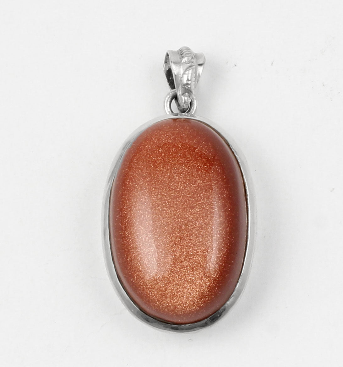 Sandstone Pendant 925 Sterling Silver Boho Pendant Sparkly Brown Stone Pendant Goldstone Jewelry for Women