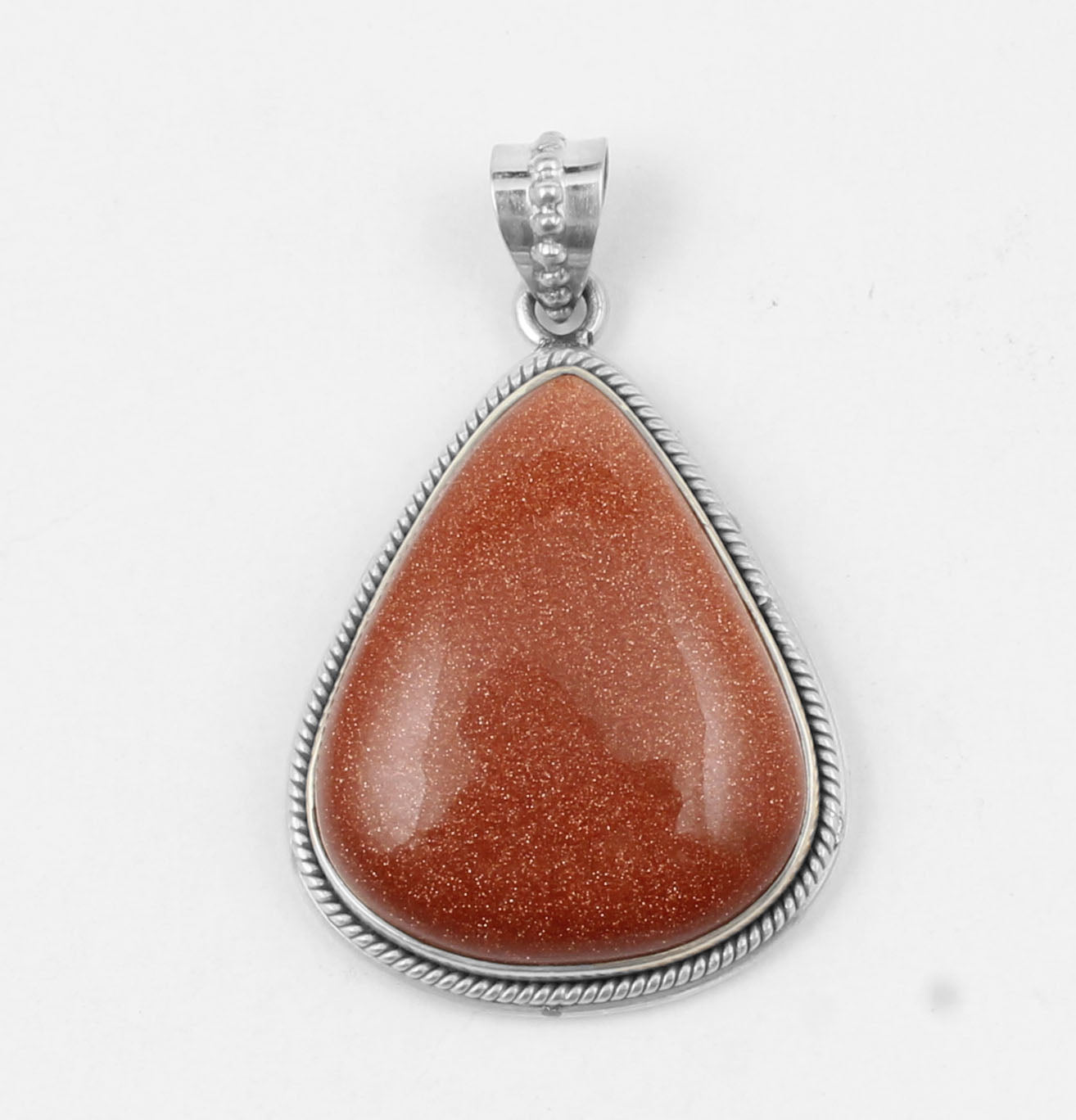 Twisted Wire Sandstone Pendant Handmade 925 Sterling Silver Loose Sunstone Pendant Bohemian Jewelry