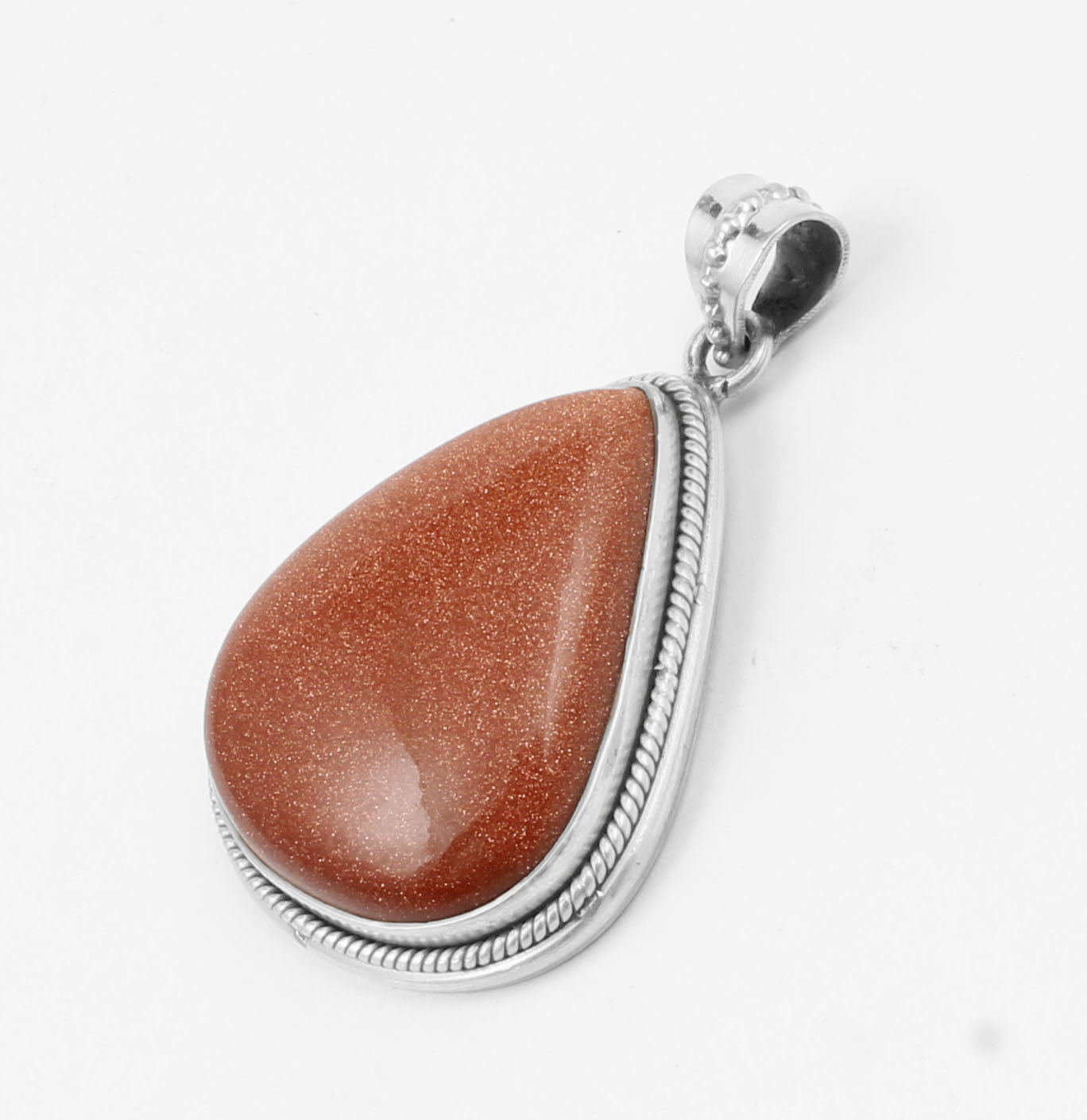 Twisted Wire Sandstone Pendant Handmade 925 Sterling Silver Loose Sunstone Pendant Bohemian Jewelry