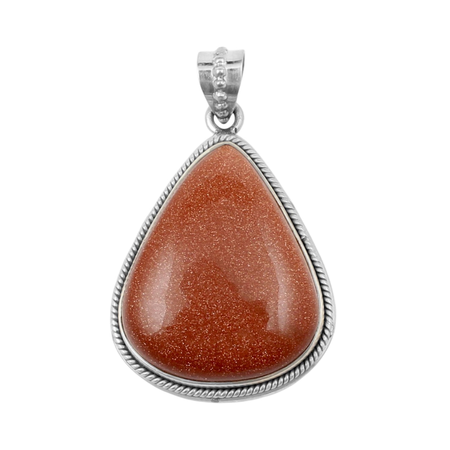 Twisted Wire Sandstone Pendant Handmade 925 Sterling Silver Loose Sunstone Pendant Bohemian Jewelry