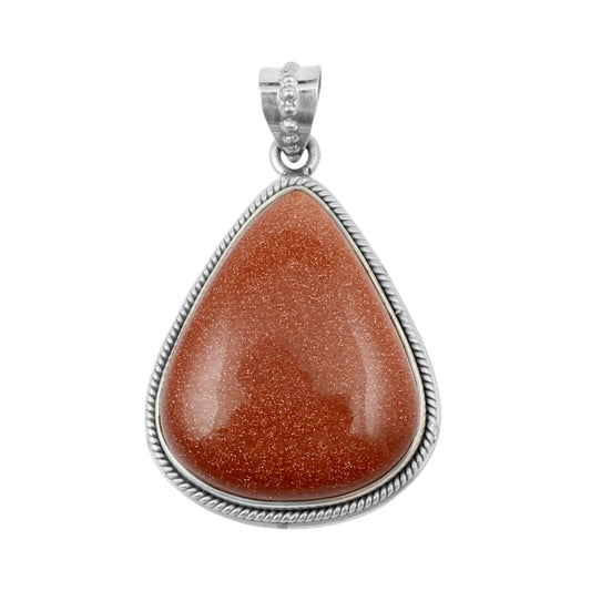 Twisted Wire Sandstone Pendant Handmade 925 Sterling Silver Loose Sunstone Pendant Bohemian Jewelry