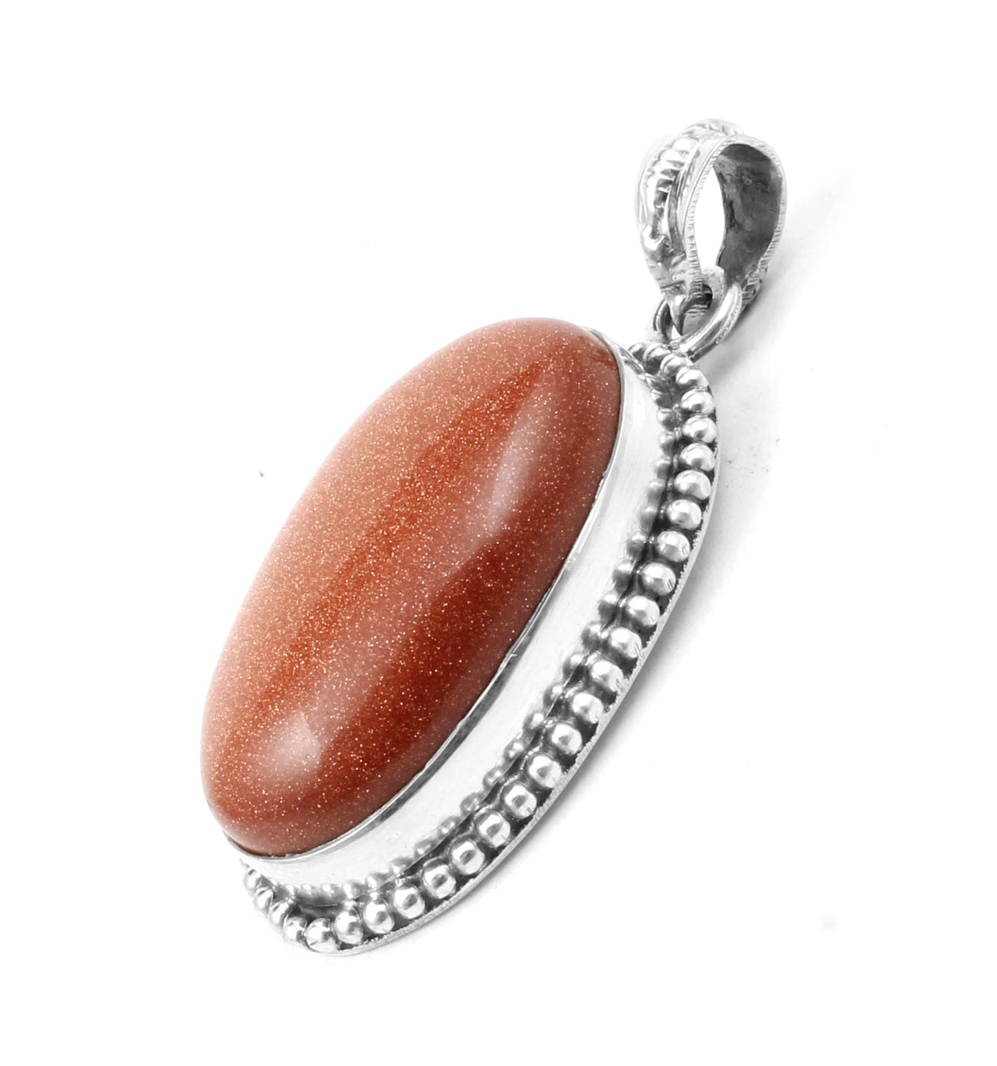 Sunstone Pendant Handmade 925 Sterling Silver Boho Pendant Sparkly Brown Stone Pendant Goldstone Jewelry for Women
