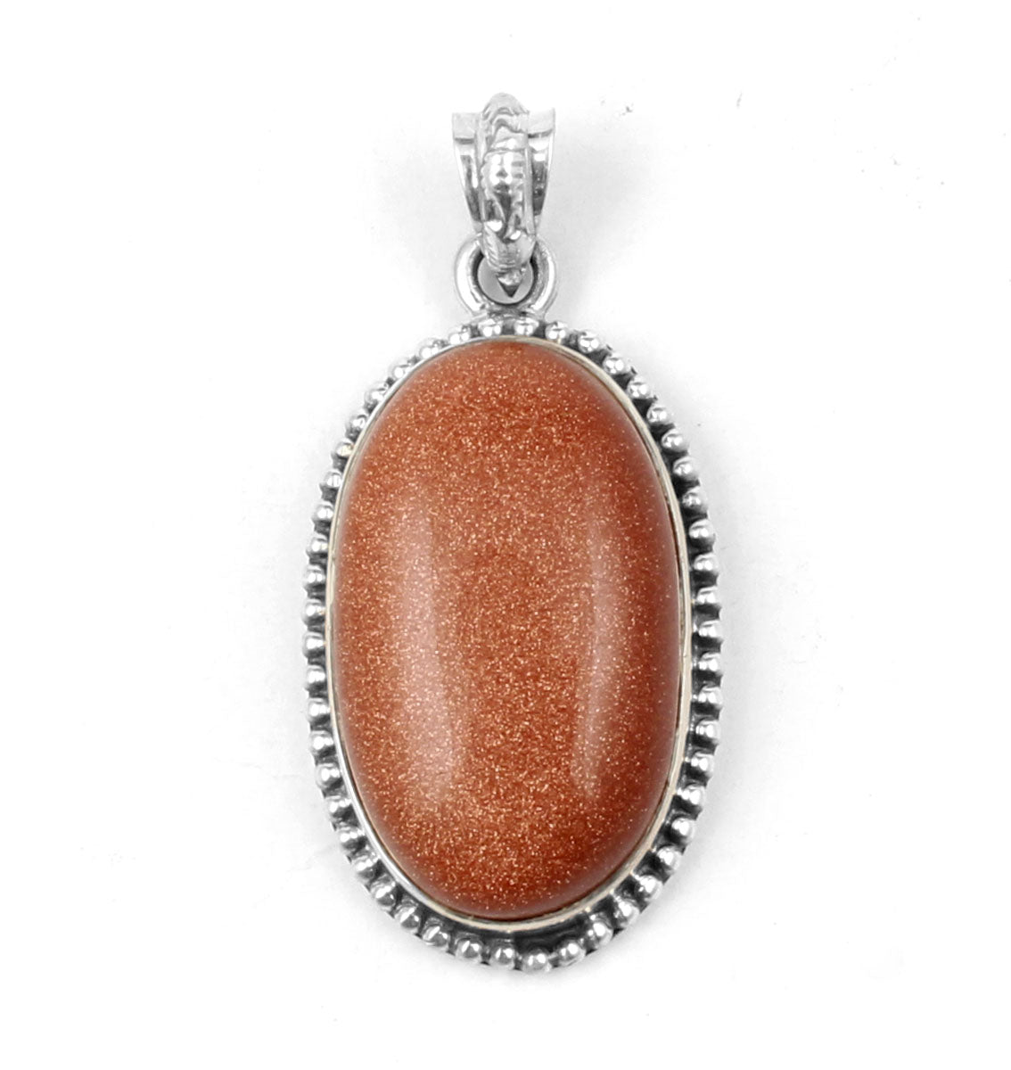 Sunstone Pendant Handmade 925 Sterling Silver Boho Pendant Sparkly Brown Stone Pendant Goldstone Jewelry for Women