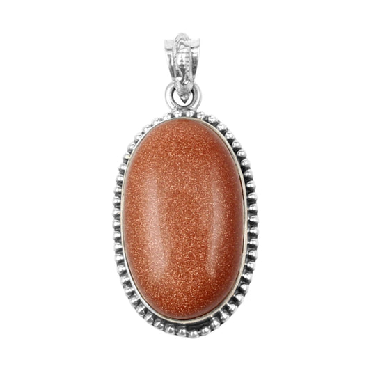 Sunstone Pendant Handmade 925 Sterling Silver Boho Pendant Sparkly Brown Stone Pendant Goldstone Jewelry for Women