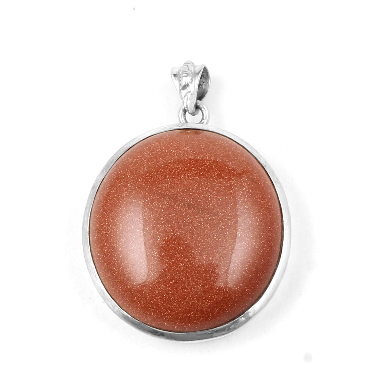 Sunstone Pendant Gift For Her Ethnic Handmade Round Gemstone Pendant 925 Sterling Silver Sandstone Jewelry