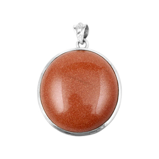 Sunstone Pendant Gift For Her Ethnic Handmade Round Gemstone Pendant 925 Sterling Silver Sandstone Jewelry