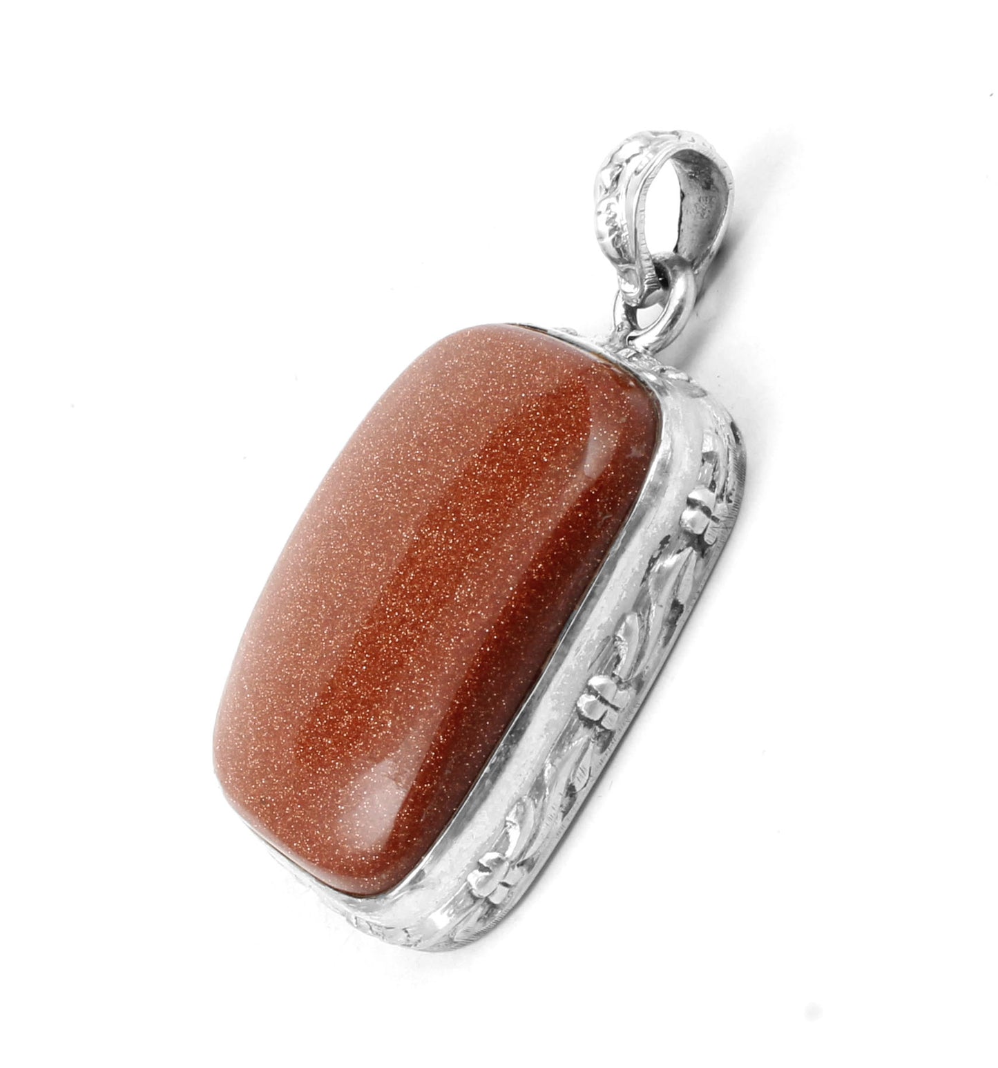 Sunstone Pendant Boho 925 Sterling Silver Pendant Sparkly Brown Stone Pendant Goldstone Jewelry for Women