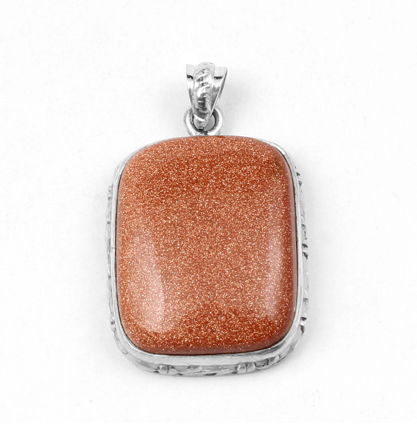 Sunstone Pendant Boho 925 Sterling Silver Pendant Sparkly Brown Stone Pendant Goldstone Jewelry for Women