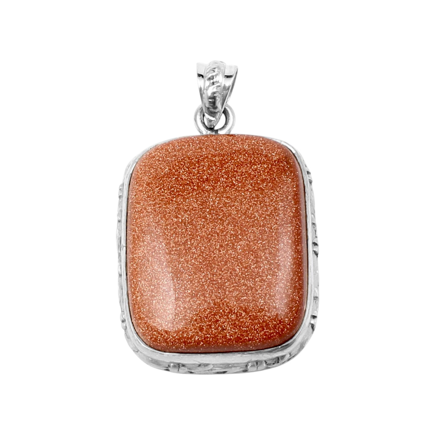 Sunstone Pendant Boho 925 Sterling Silver Pendant Sparkly Brown Stone Pendant Goldstone Jewelry for Women