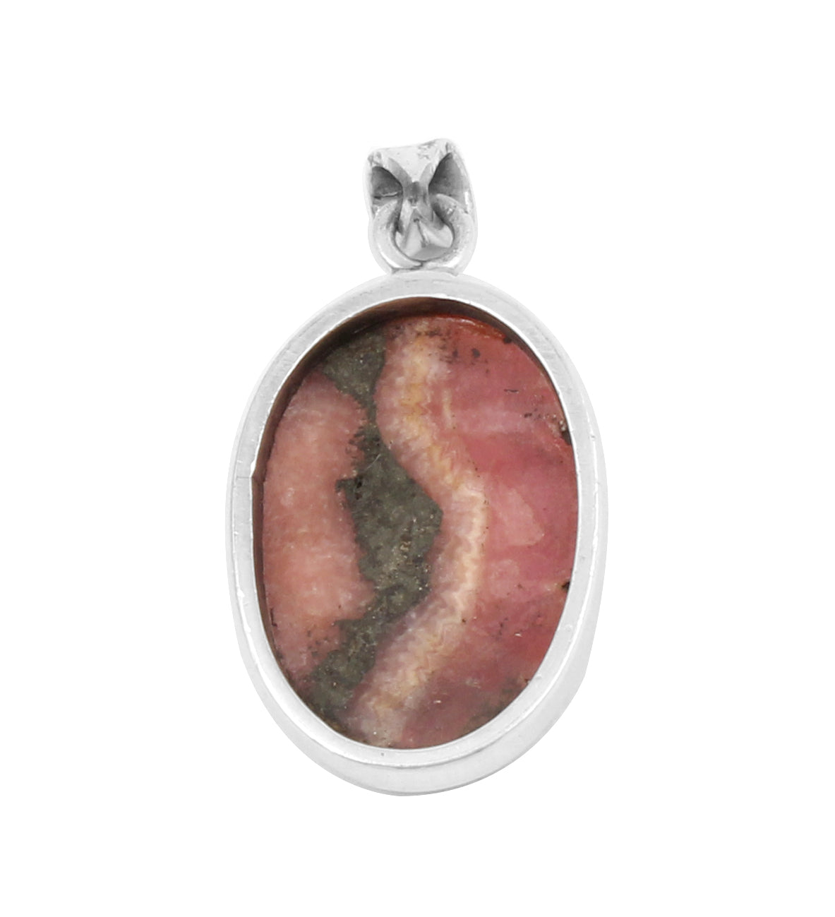 Natural Rhodochrosite Pendant Handmade Oval Shape Pink Gemstone 925 Sterling Silver Pendant Jewelry