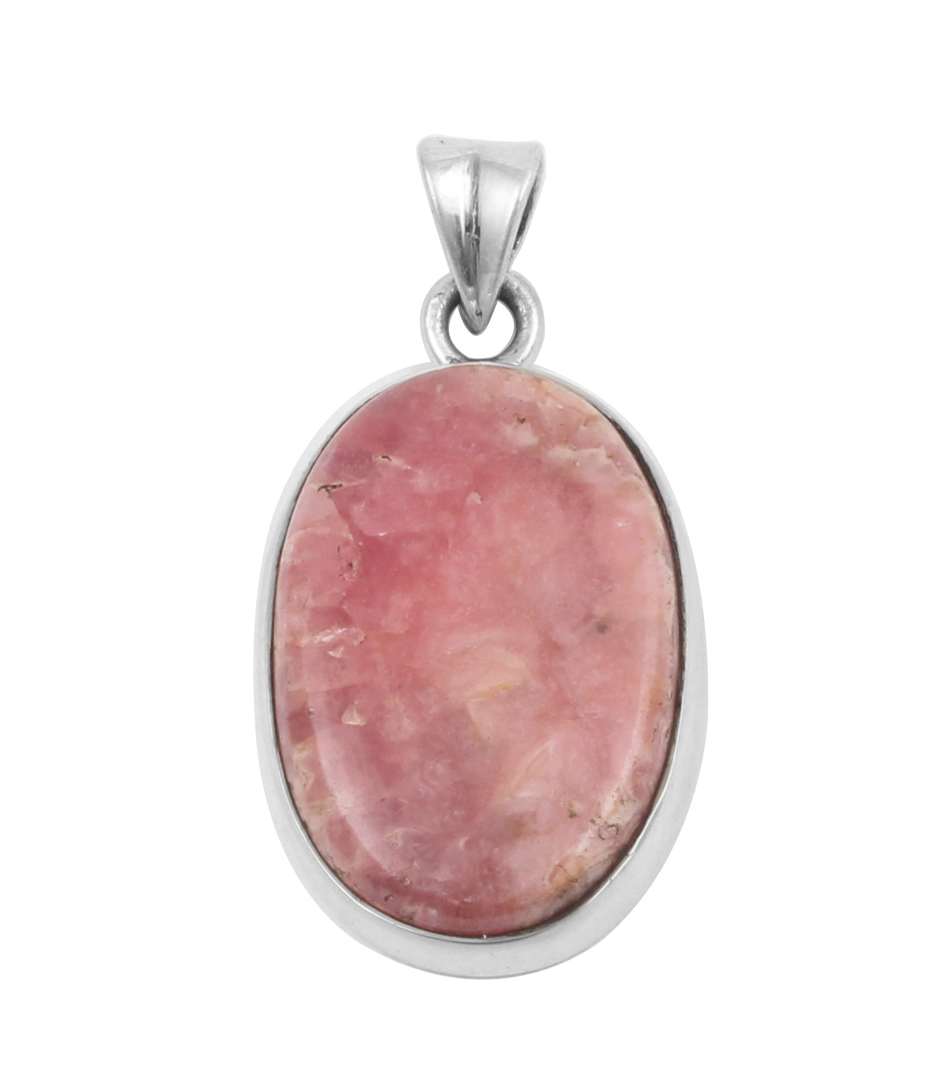Natural Rhodochrosite Pendant Handmade Oval Shape Pink Gemstone 925 Sterling Silver Pendant Jewelry