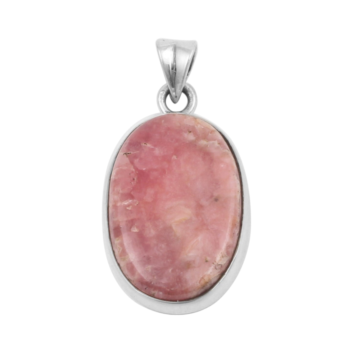 Natural Rhodochrosite Pendant Handmade Oval Shape Pink Gemstone 925 Sterling Silver Pendant Jewelry