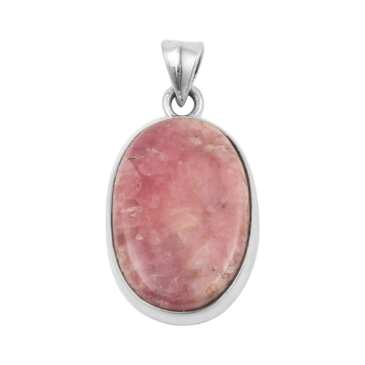 Natural Rhodochrosite Pendant Handmade Oval Shape Pink Gemstone 925 Sterling Silver Pendant Jewelry