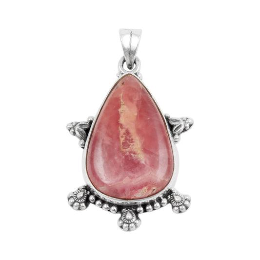 Boho Rhodochrosite Pendant Unique Artisan 925 Sterling Silver Natural Gemstone Pendant Handmade Lovely Pendant