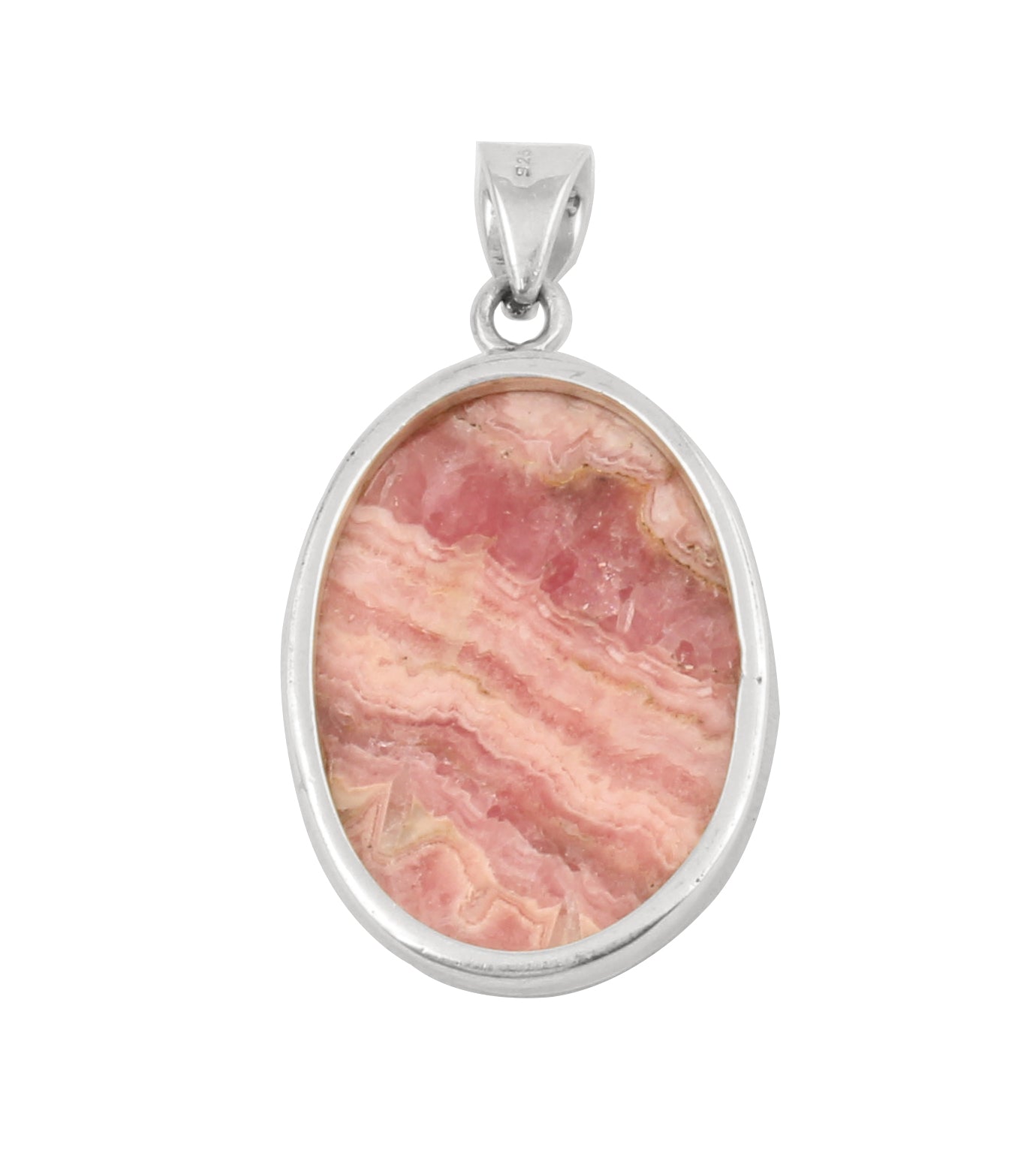 Natural Rhodochrosite Pendant Handmade Oval Shape Gemstone 925 Sterling Silver Pendant Jewelry