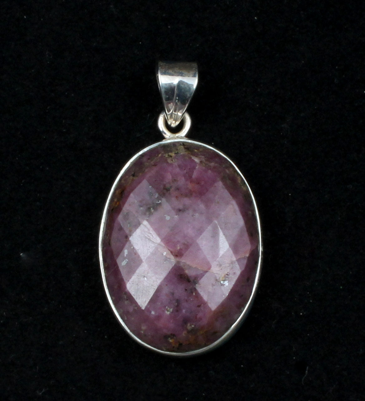 Checker Cut Oval Ruby Gemstone Pendant 925 Sterling Silver Pendant Handmade Statement Pendant