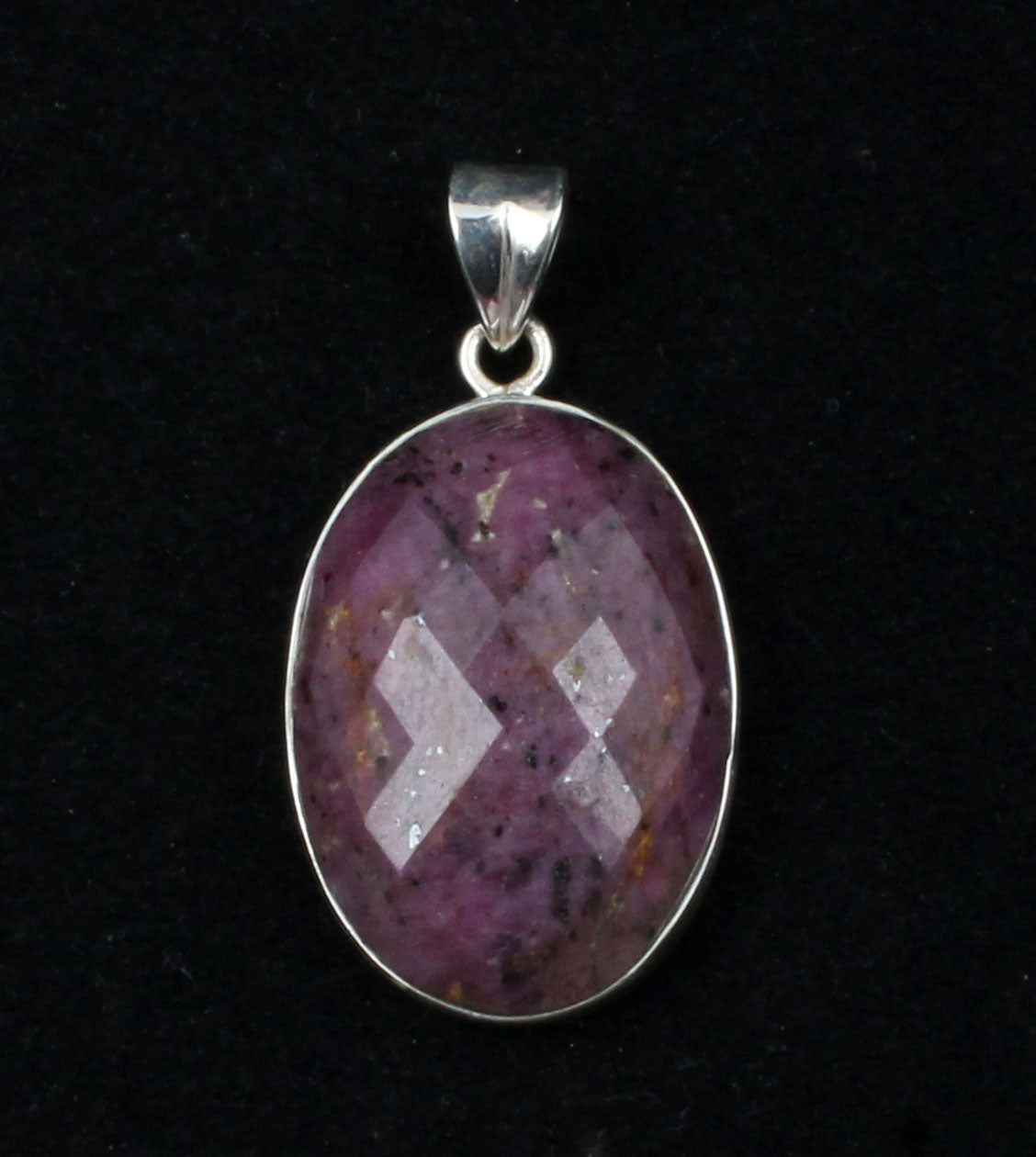 Checker Cut Oval Pink Ruby Gemstone Pendant 925 Sterling Silver Pendant Handmade Statement Pendant