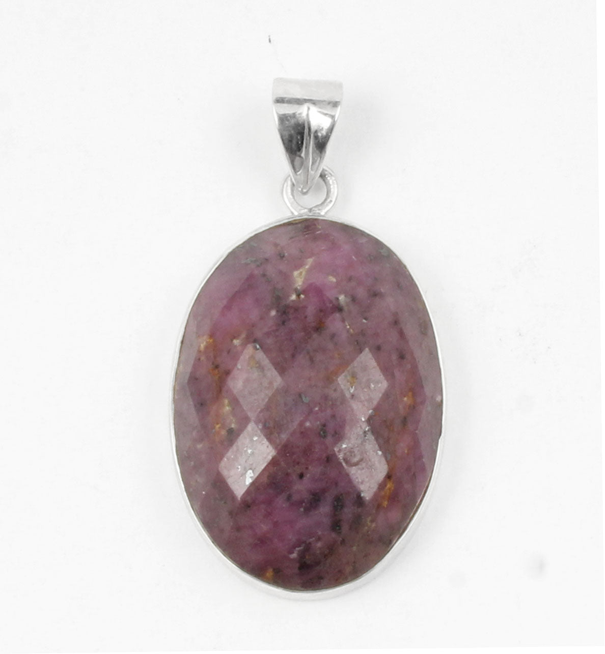Checker Cut Oval Pink Ruby Gemstone Pendant 925 Sterling Silver Pendant Handmade Statement Pendant