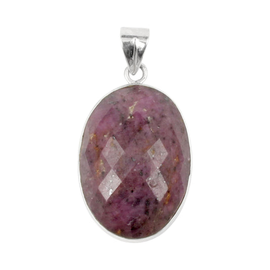 Checker Cut Oval Pink Ruby Gemstone Pendant 925 Sterling Silver Pendant Handmade Statement Pendant