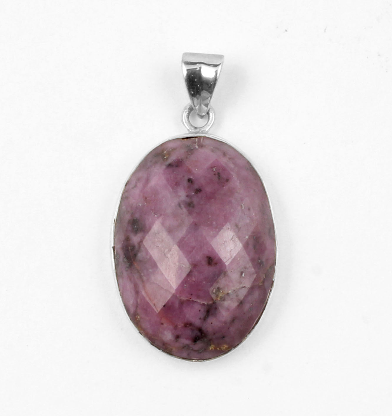 Checker Cut Oval Pink Ruby Gemstone Pendant 925 Sterling Silver Pendant Handmade Healing Stone Pendant