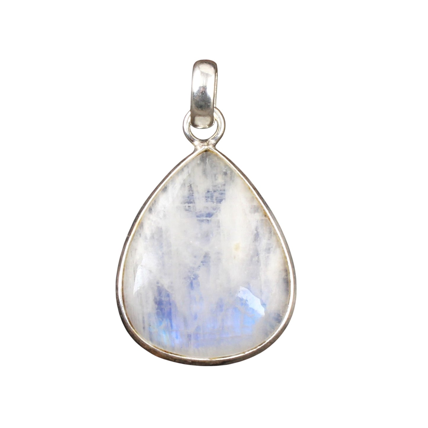 Natural Rainbow Moonstone Pendant Handmade 925 Sterling Silver Bezel Set Pear Gemstone Pendant