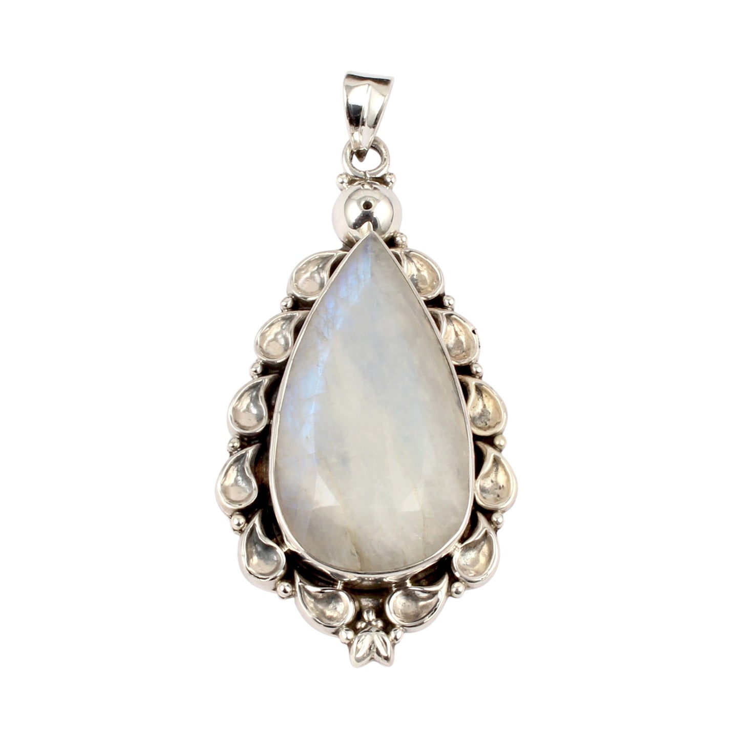 Designer Boho Rainbow Moonstone Pendant 925 Sterling Silver Handmade Natural Gemstone Pendant